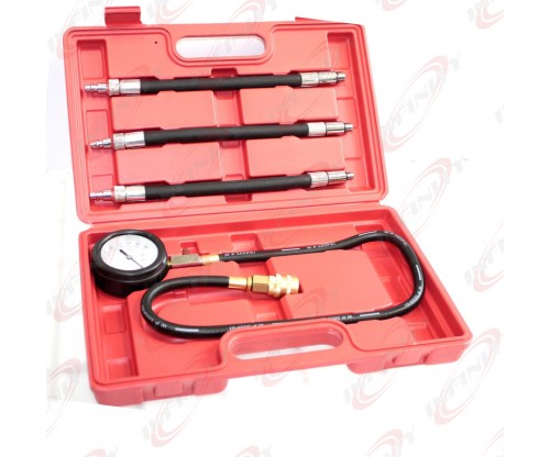 Auto Engine Compression Pressure Tester Kit w/ Extend Hose M10 M12 M14 Adapters